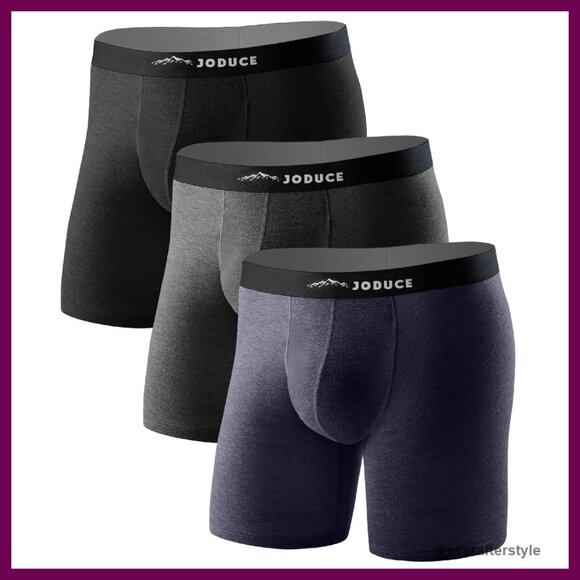 Merino Wool Boxer Briefs 3 Pack Long Leg Breathable Comfortable Athletic